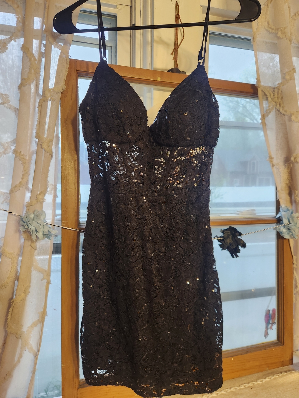 B. Smart Black Lace Mini Dress